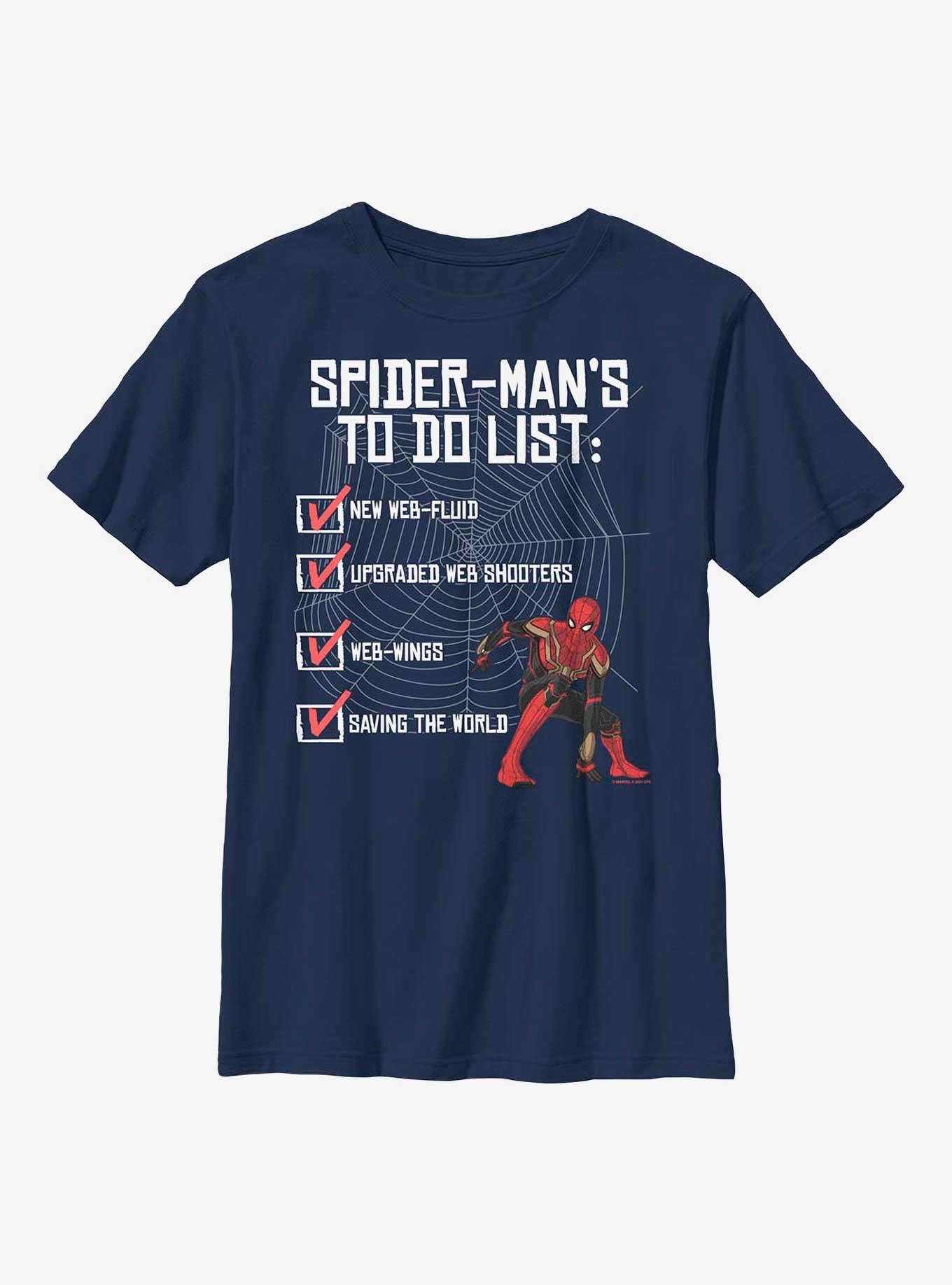 Marvel Spider-Man: No Way Home To-Do List Youth T-Shirt, NAVY, hi-res