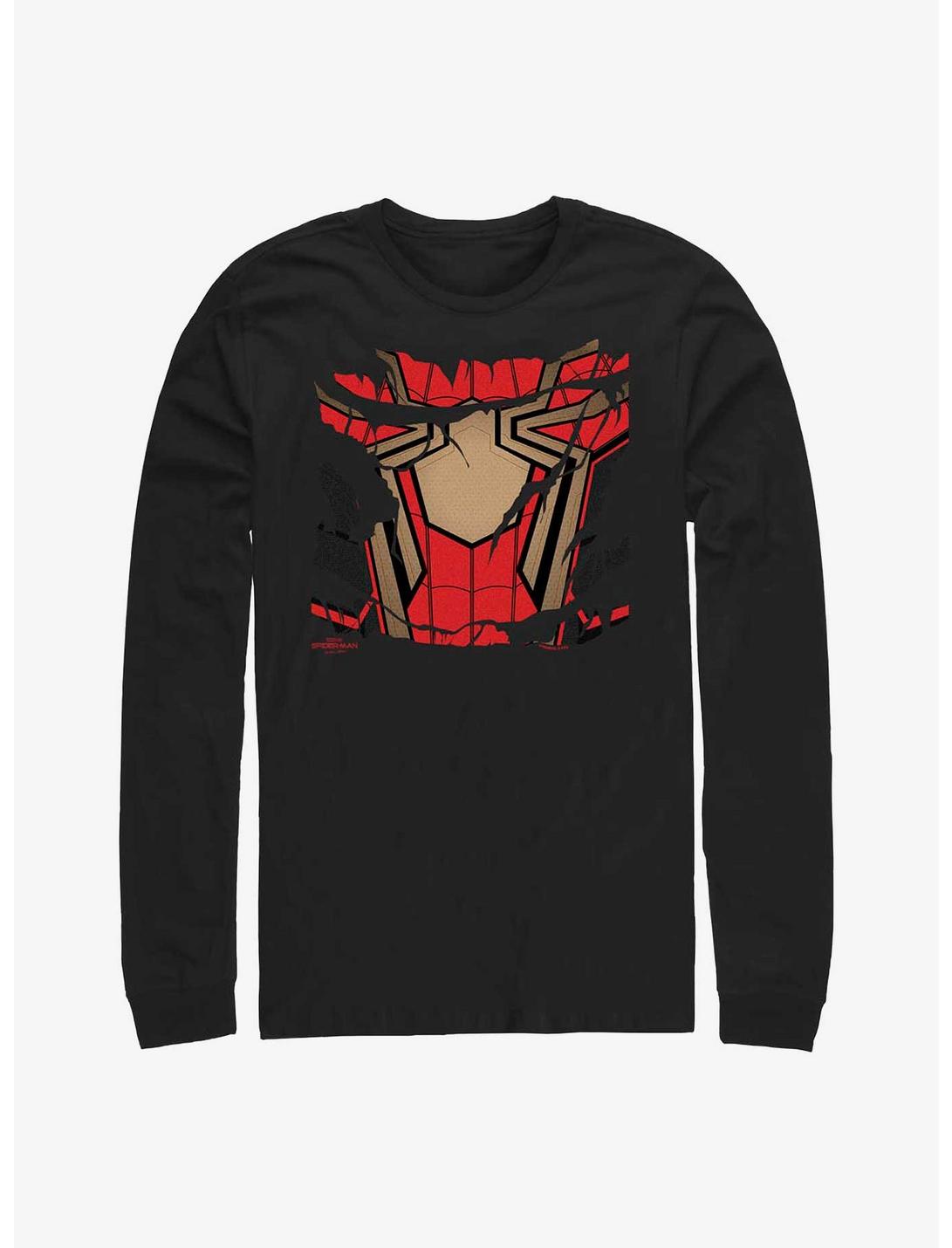 Marvel Spider-Man: No Way Home Iron Spider Ripped Costume Long-Sleeve T-Shirt, BLACK, hi-res
