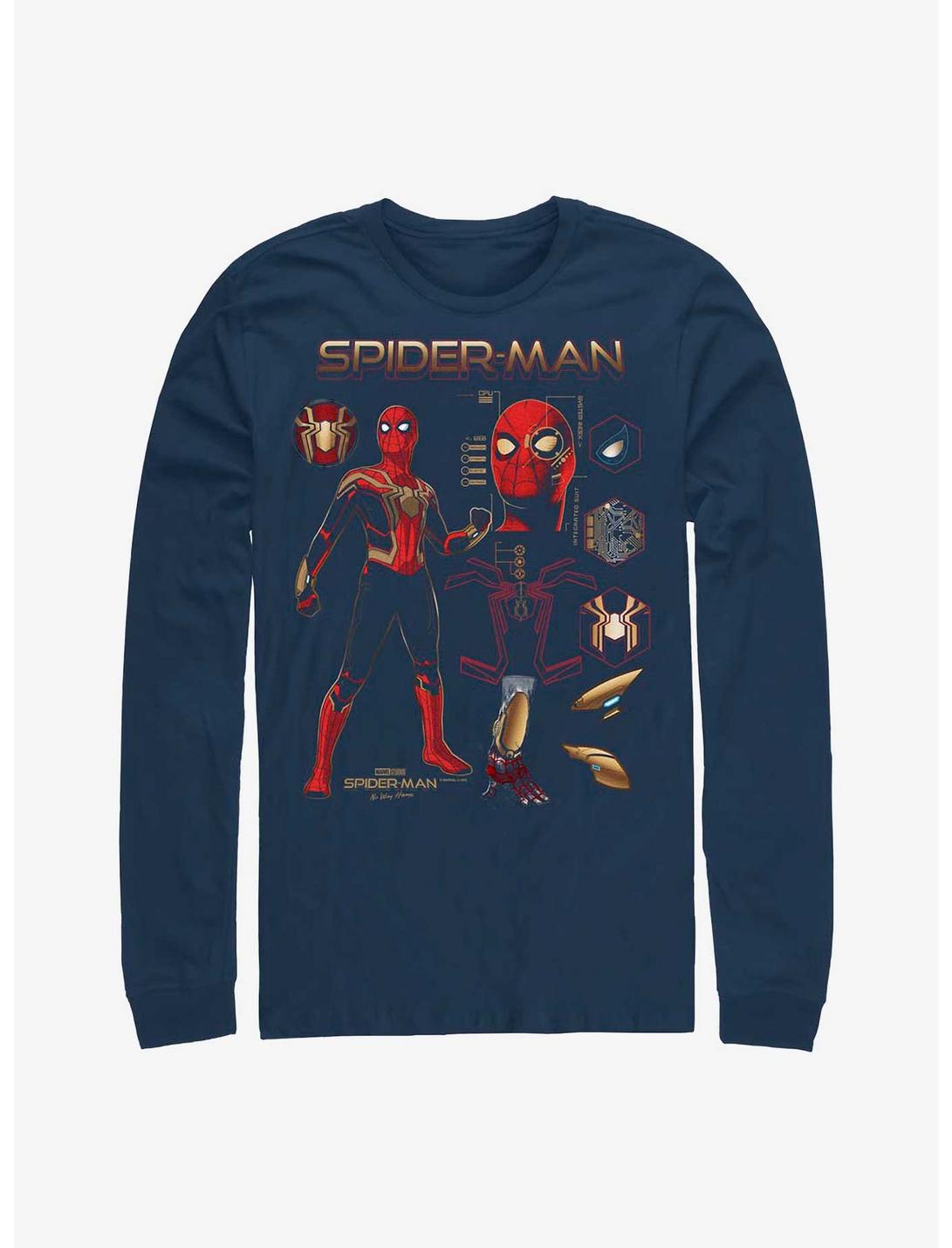 Marvel Spider-Man: No Way Home Spidey Schematics Long-Sleeve T-Shirt, NAVY, hi-res
