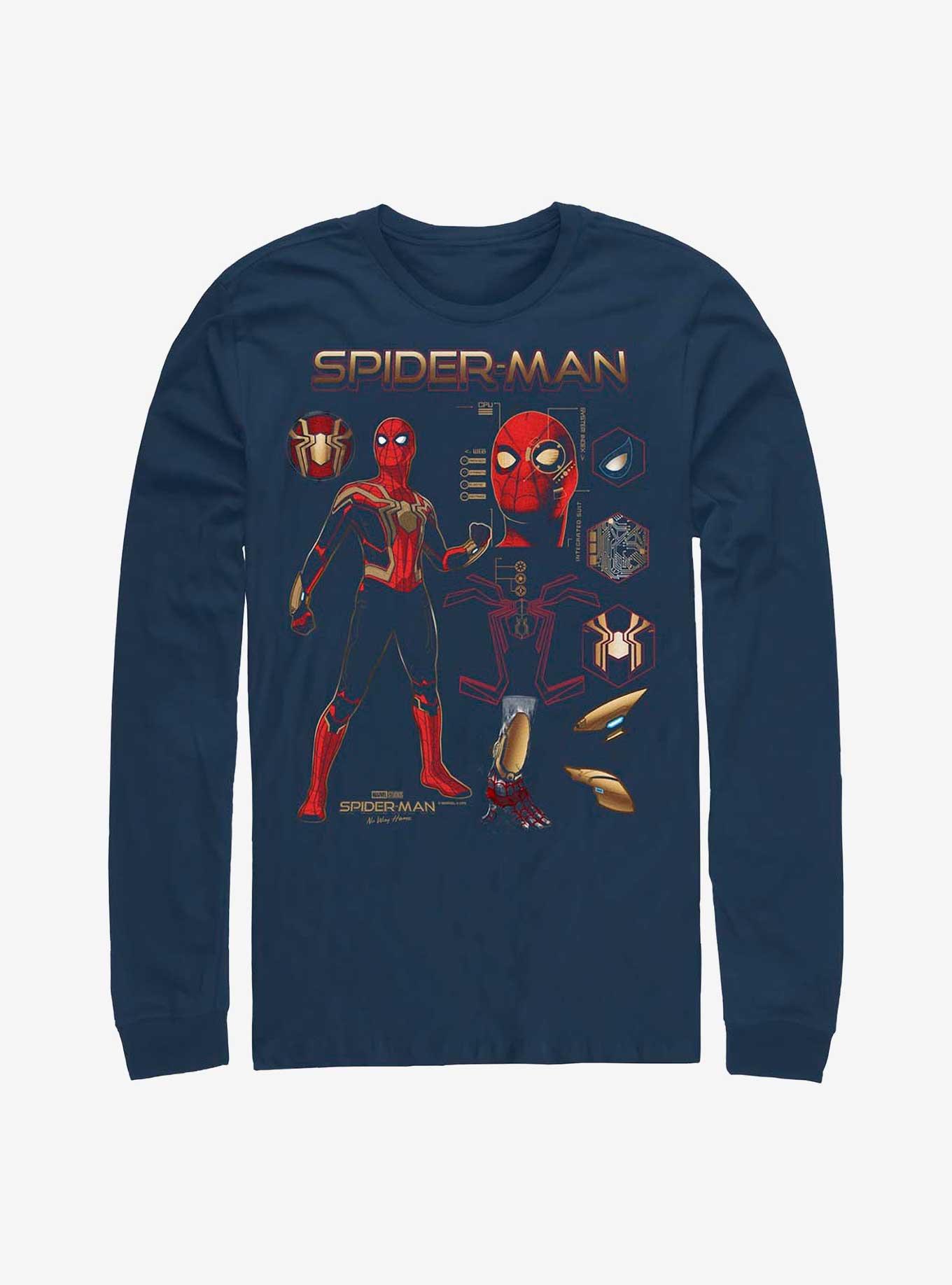 Marvel Spider-Man: No Way Home Spidey Schematics Long-Sleeve T-Shirt, , hi-res