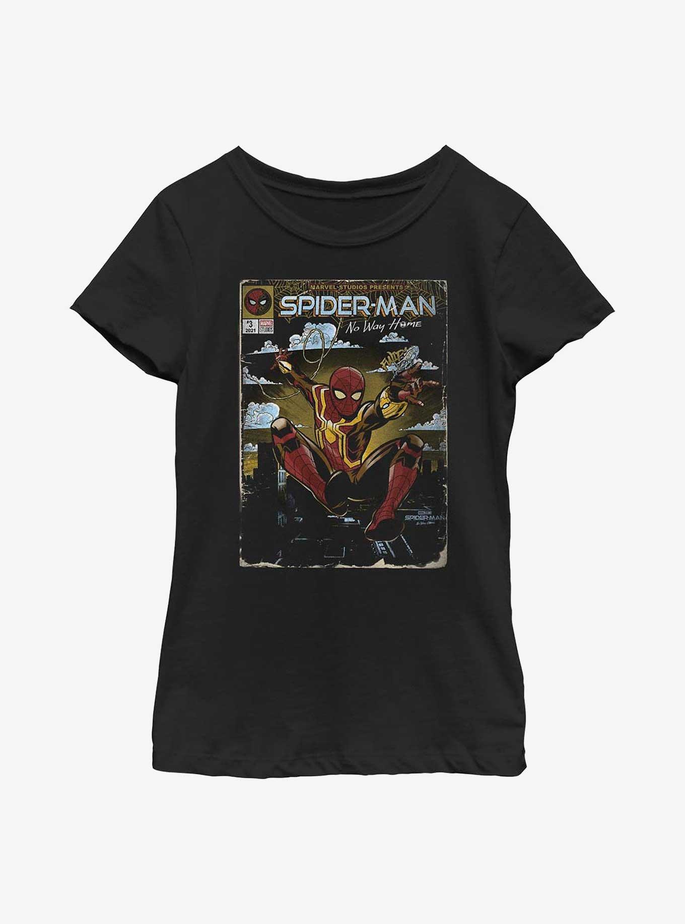 Marvel Spider-Man: No Way Home Vintage Comic Cover Youth Girls T-Shirt, , hi-res