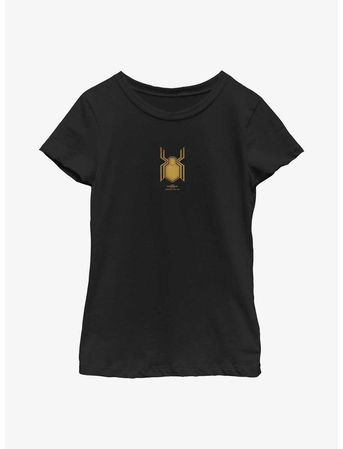 Marvel Spider-Man: No Way Home Black Suit Gold Logo Youth Girls T-Shirt, BLACK, hi-res