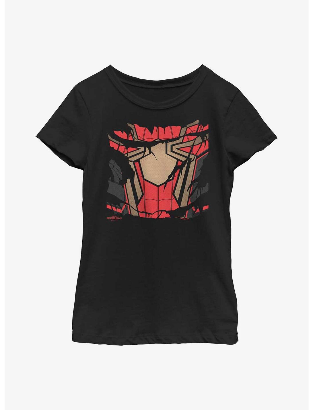 Marvel Spider-Man: No Way Home Iron Spider Ripped Costume Youth Girls T-Shirt, BLACK, hi-res