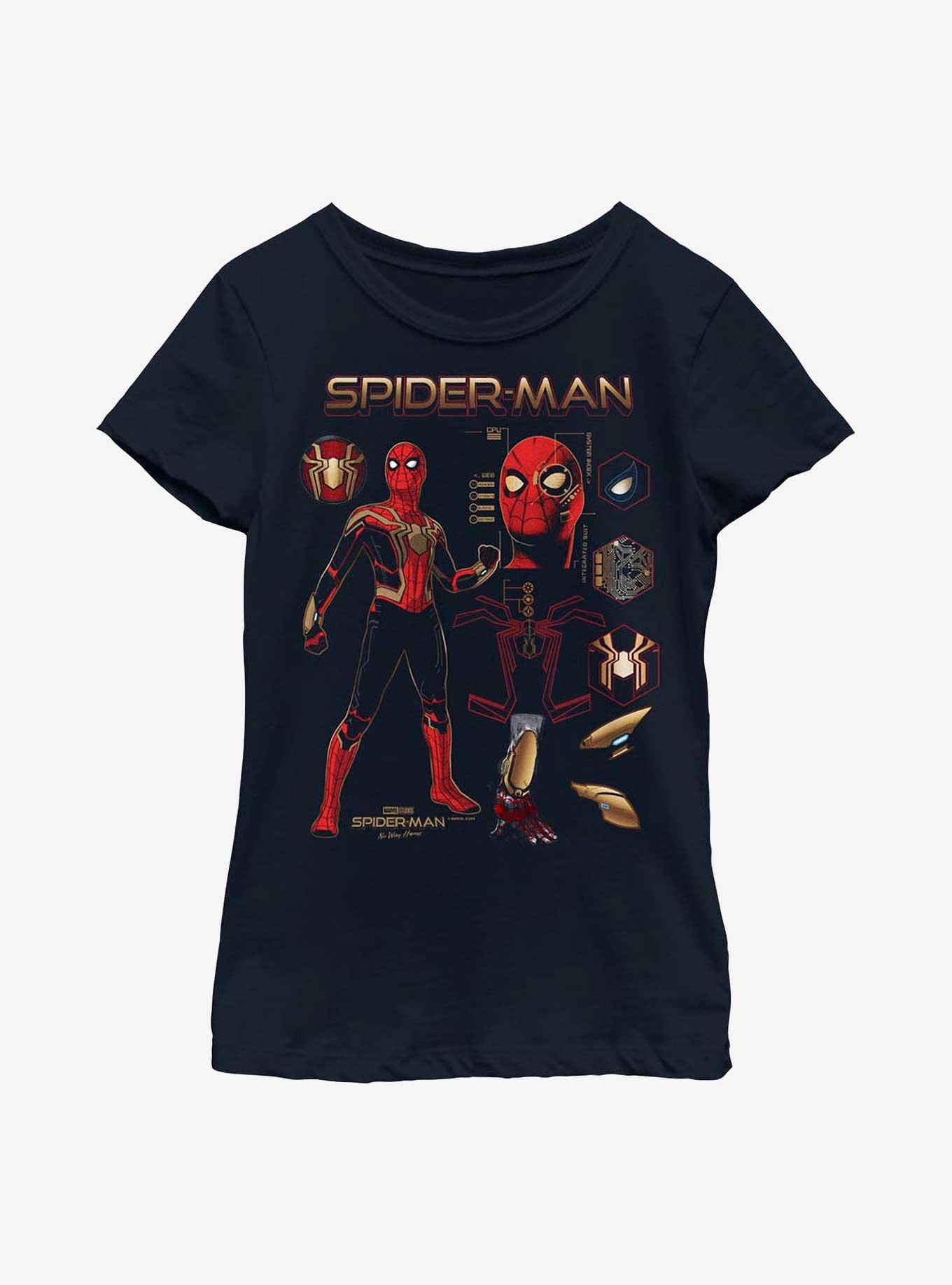 Marvel Spider-Man: No Way Home Spidey Schematics Youth Girls T-Shirt, , hi-res
