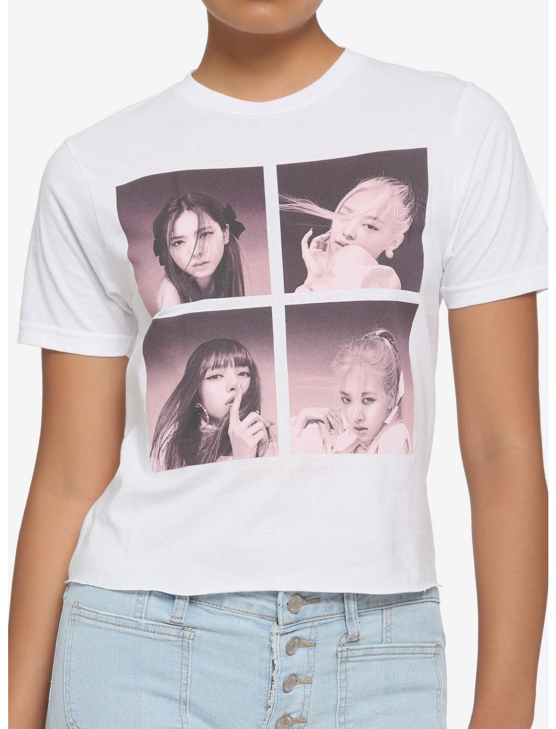 BLACKPINK Grid Crop Girls T-Shirt, WHITE, hi-res