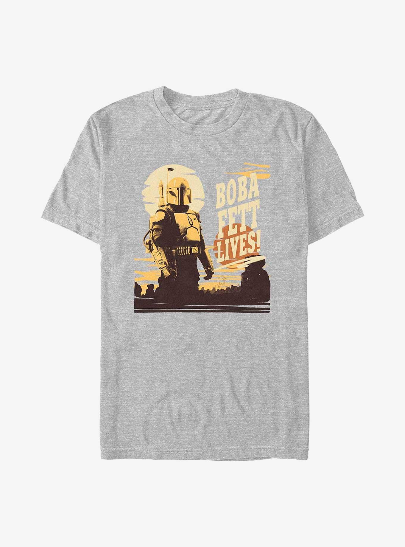 Star Wars The Book Of Boba Fett Boba Fett Lives T-Shirt, ATH HTR, hi-res