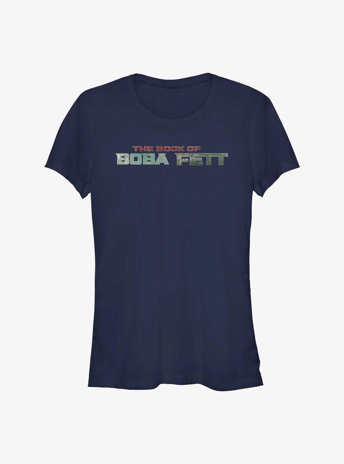 Star Wars The Book Of Boba Fett Boba Fett Text Logo Girls T-Shirt, NAVY, hi-res