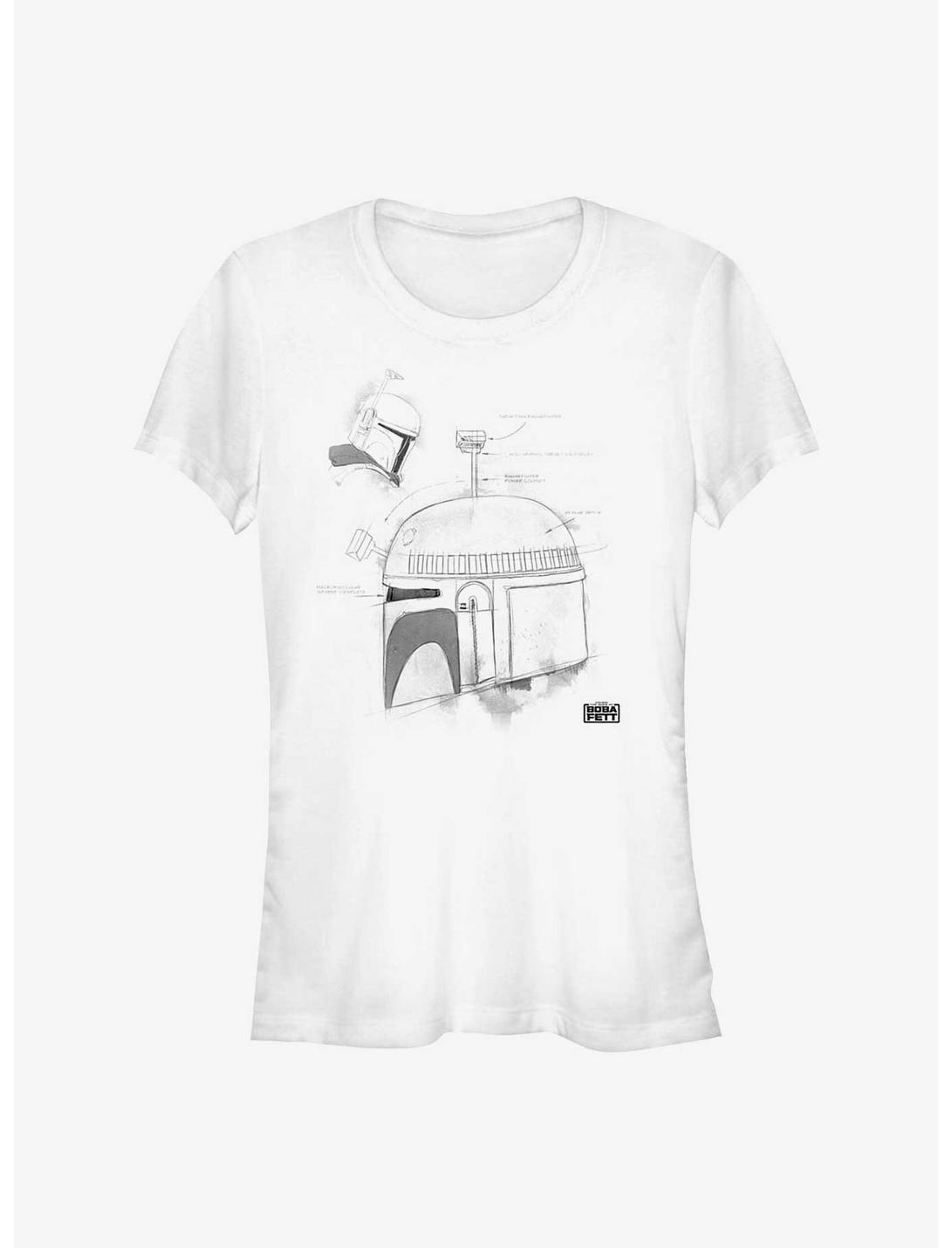 Star Wars The Book Of Boba Fett Boba Helmet Greyscale Girls T-Shirt, WHITE, hi-res