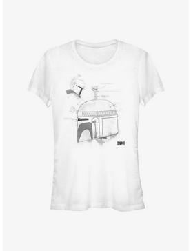 Star Wars The Book Of Boba Fett Boba Helmet Greyscale Girls T-Shirt, , hi-res