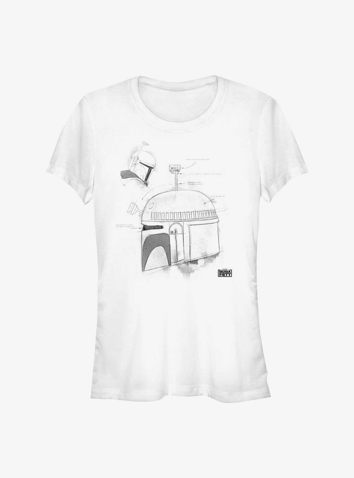 Star Wars The Book Of Boba Fett Boba Helmet Greyscale Girls T-Shirt, WHITE, hi-res