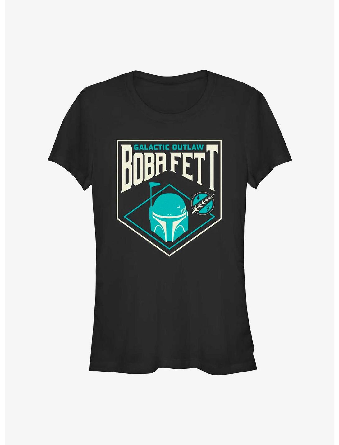 Star Wars The Book Of Boba Fett Galactic Outlaw Badge Girls T-Shirt, BLACK, hi-res