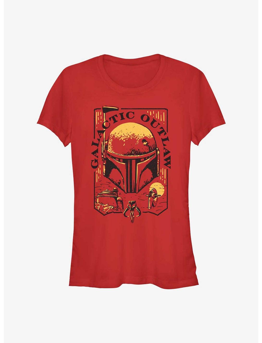 Star Wars The Book Of Boba Fett Galactic Outlaw Logo Girls T-Shirt, RED, hi-res