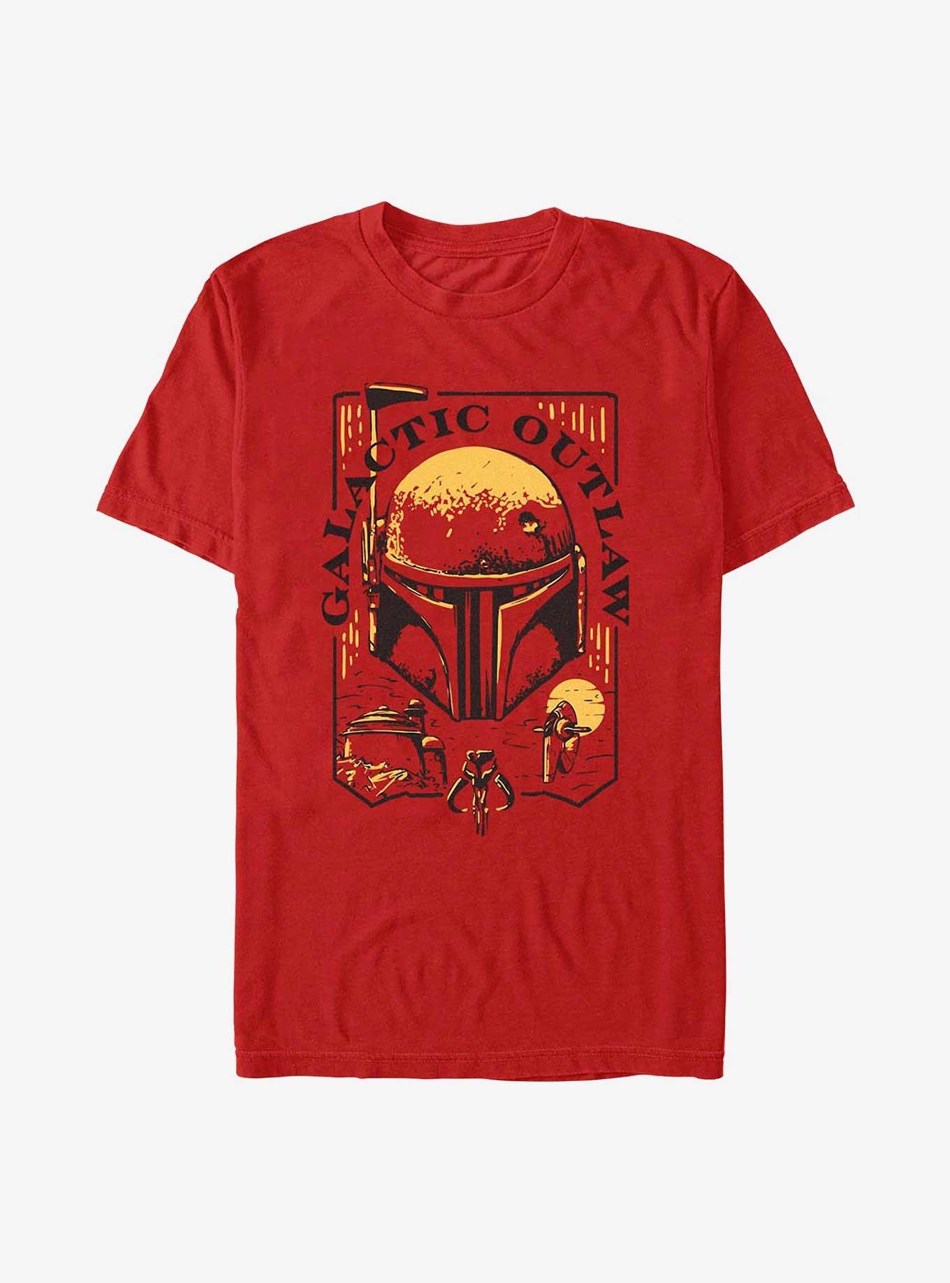 Star Wars The Book Of Boba Fett Galactic Outlaw Logo T-Shirt, RED, hi-res
