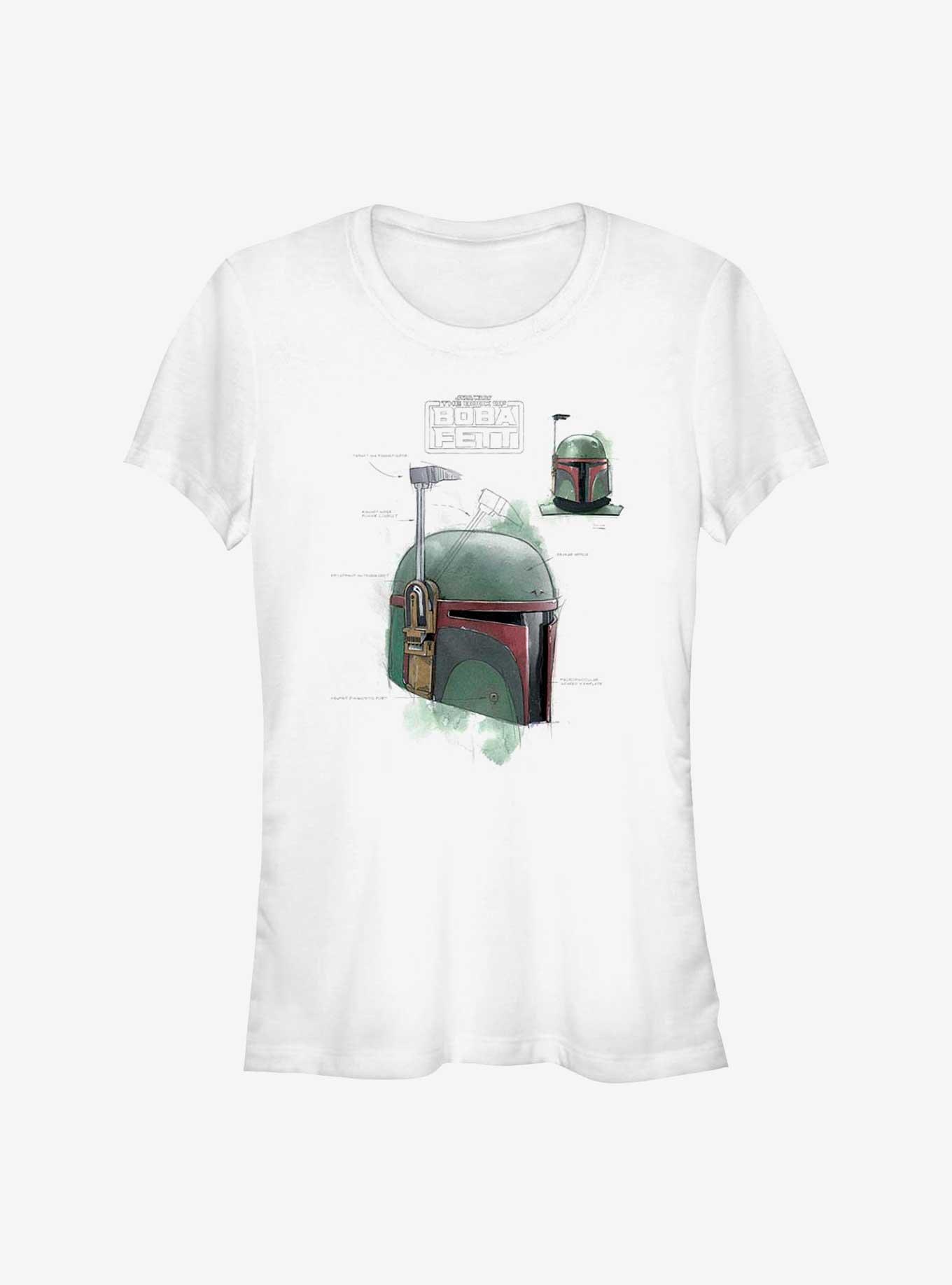 Star Wars The Book Of Boba Fett Helmet Schematic Painted Girls T-Shirt, , hi-res