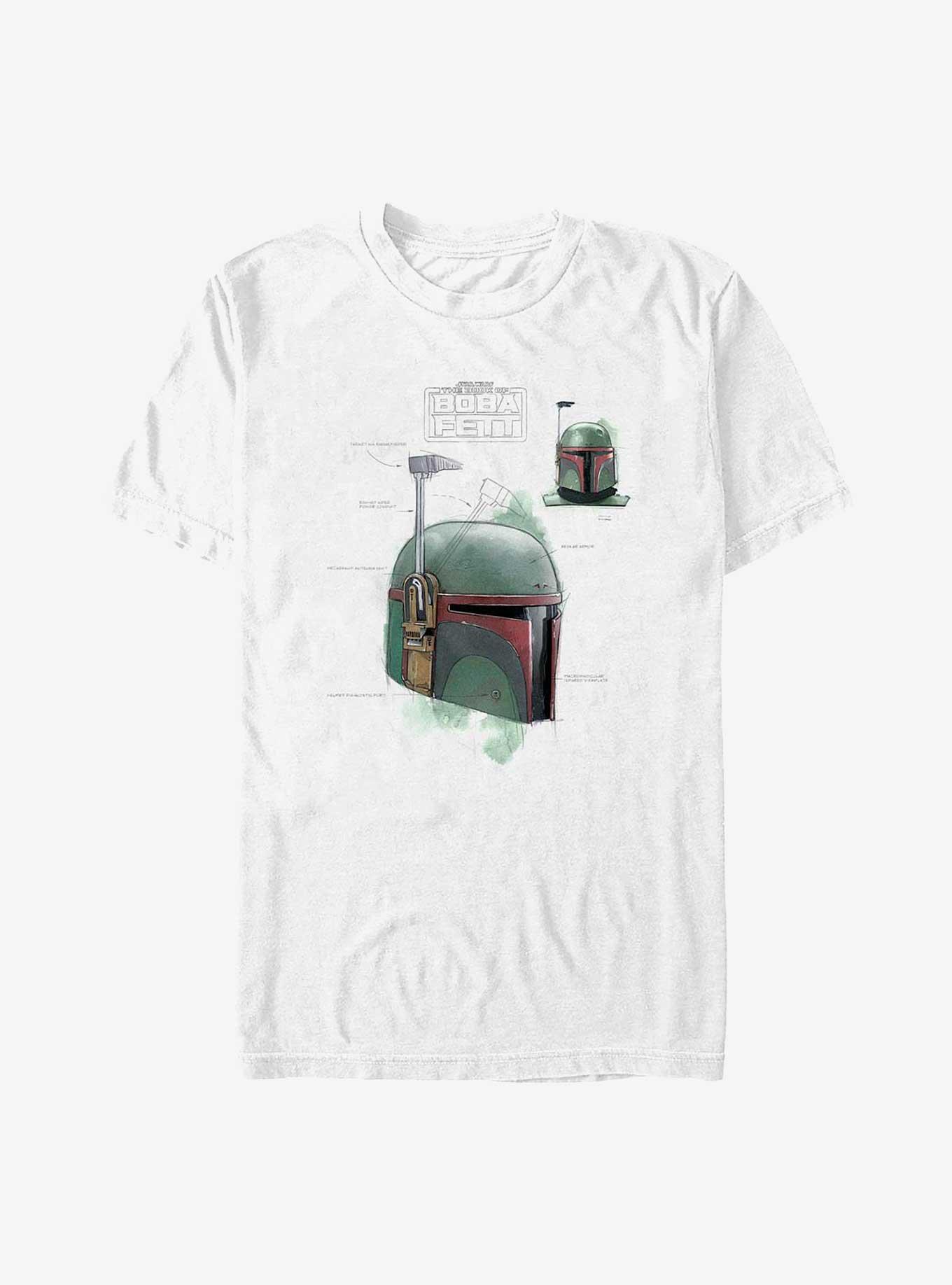 Star Wars The Book Of Boba Fett Helmet Schematic Painted T-Shirt, WHITE, hi-res