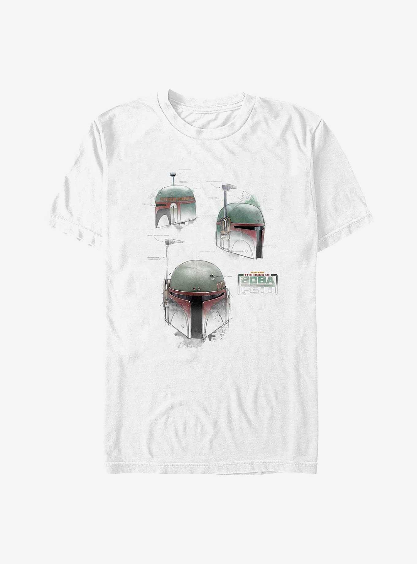 Star Wars The Book Of Boba Fett Helmet Schematics T-Shirt, WHITE, hi-res