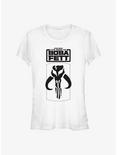 Star Wars The Book Of Boba Fett Mandalorian Skull Logo Girls T-Shirt, WHITE, hi-res