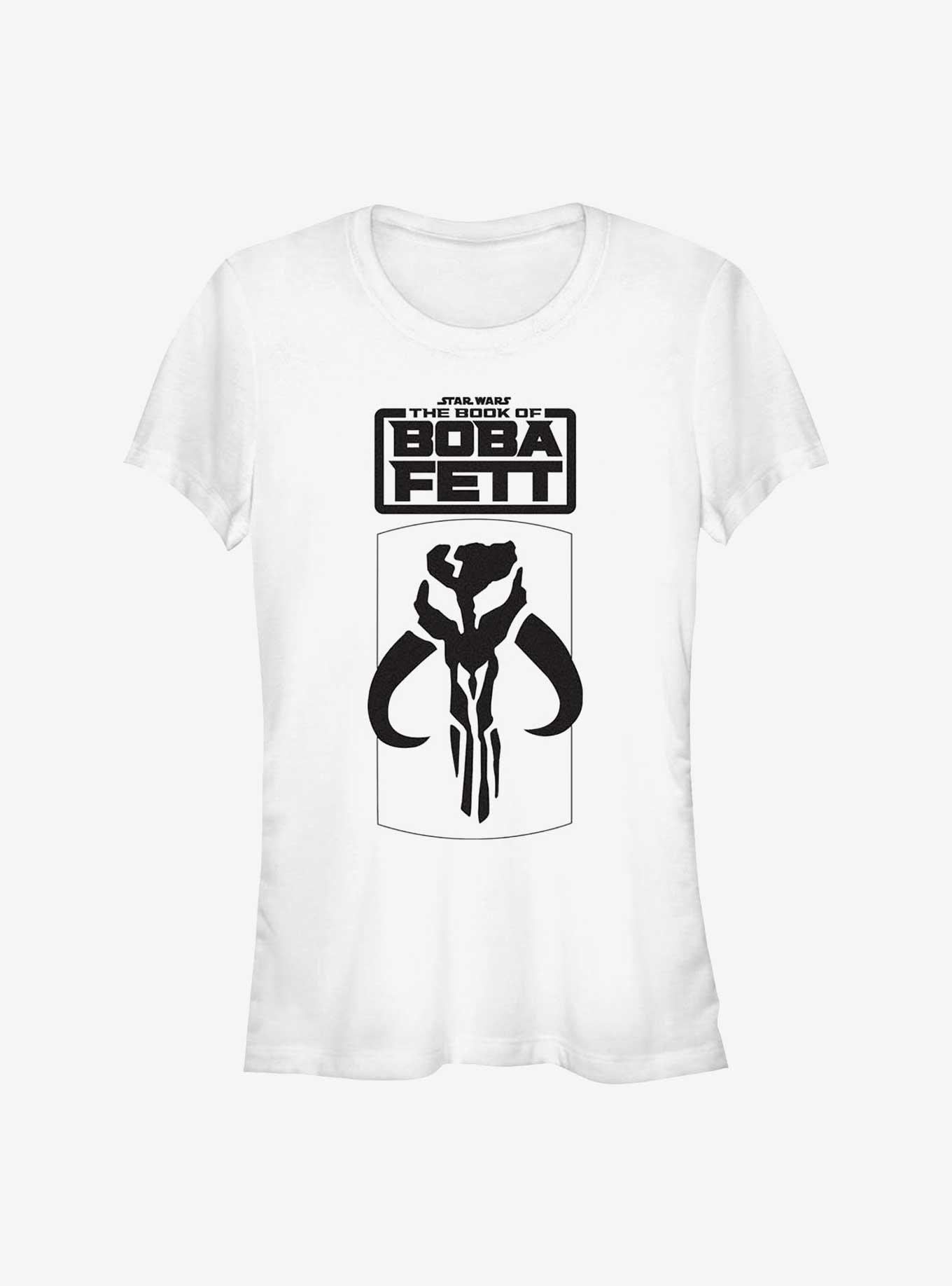 Star Wars The Book Of Boba Fett Mandalorian Skull Logo Girls T-Shirt, WHITE, hi-res