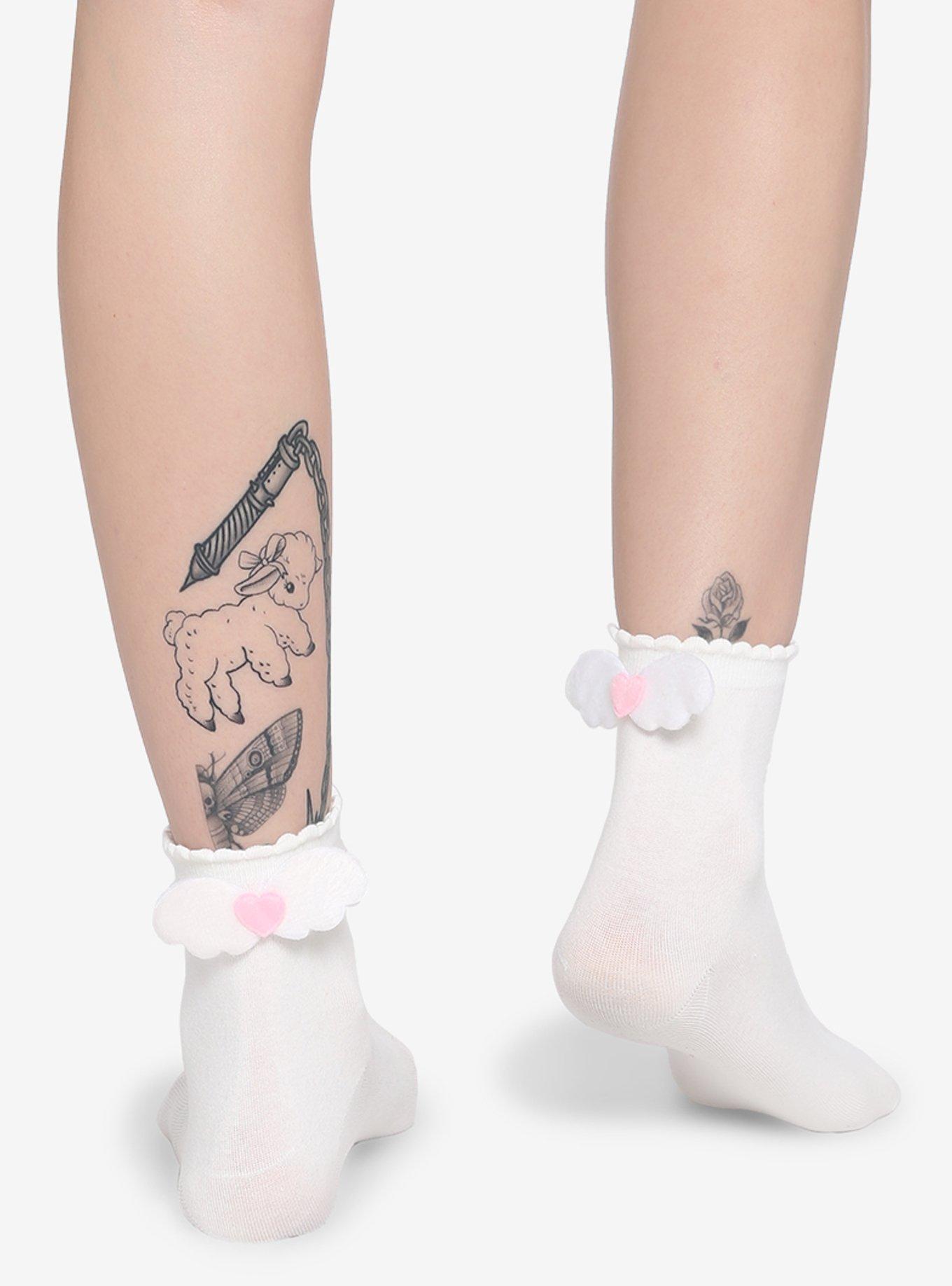 Heart Wings Crew Socks, , hi-res