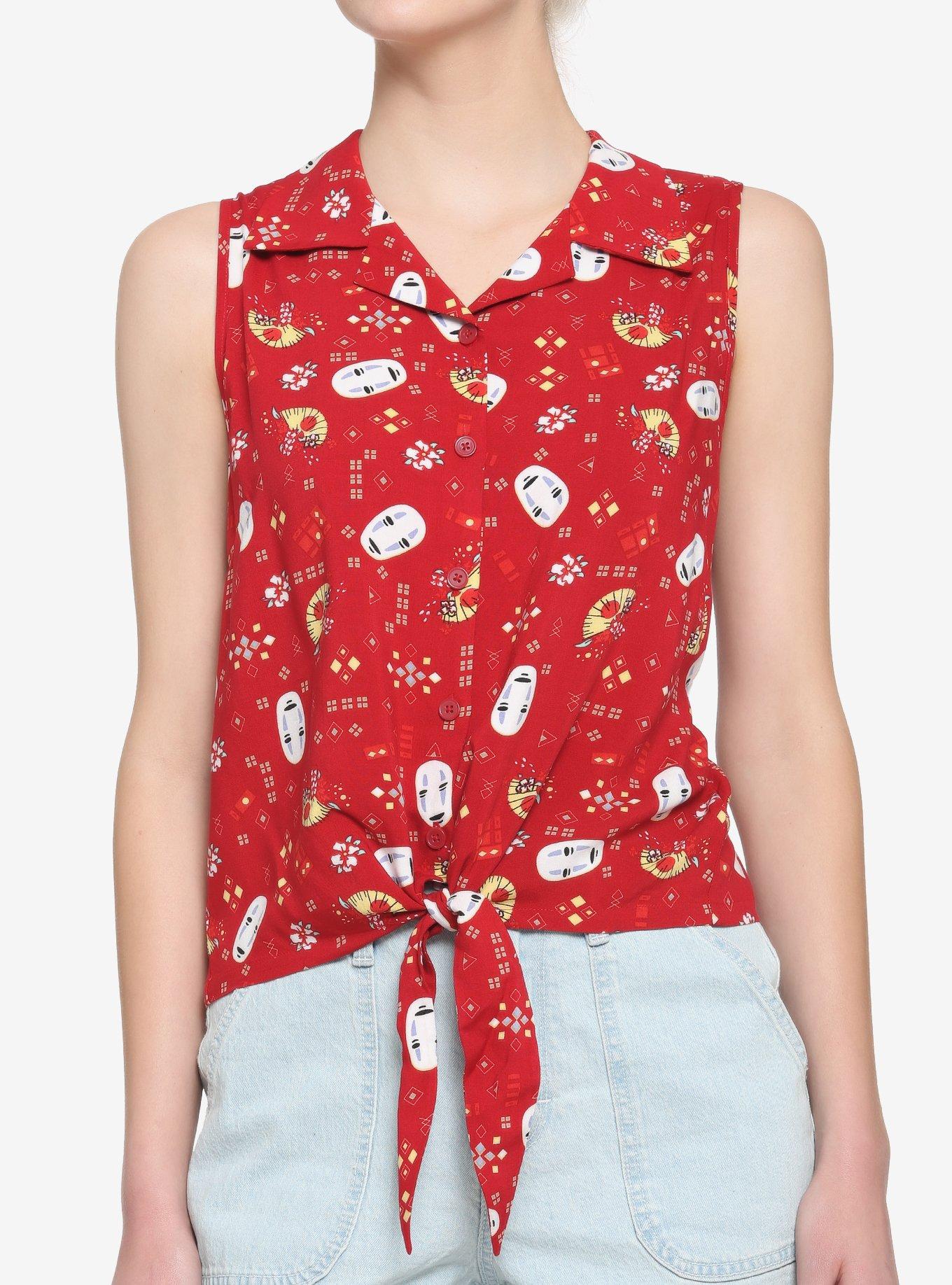Her Universe Studio Ghibli Spirited Away No-Face Tie-Front Woven Tank Top, MULTI, hi-res