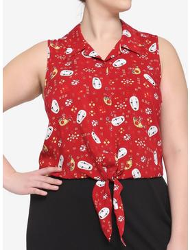 Studio Ghibli Spirited Away No-Face Tie-Front Woven Tank Top Plus Size, , hi-res