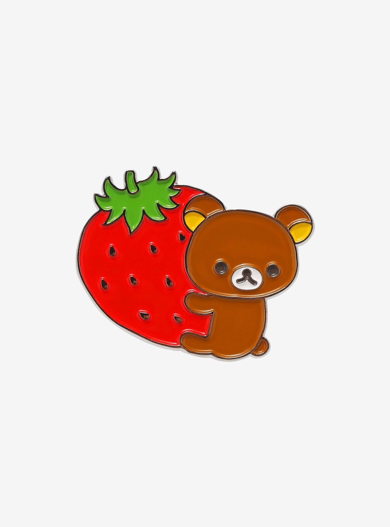Rilakkuma Strawberry Enamel Pin, , hi-res