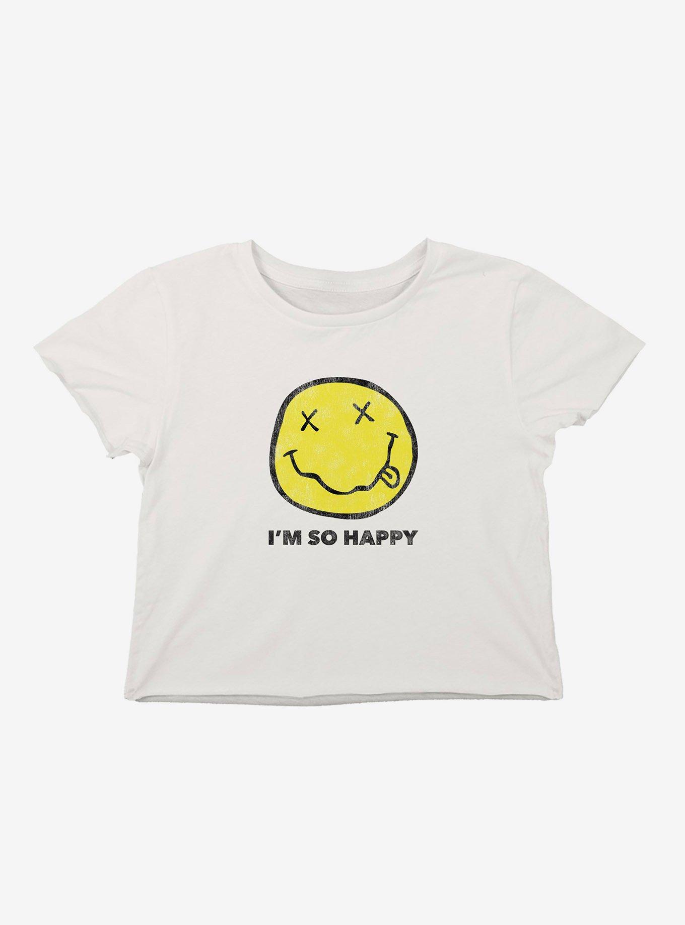 Nirvana So Happy Girls Crop T-Shirt, BRIGHT WHITE, hi-res