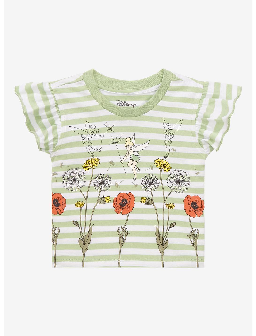 Our Universe Disney Peter Pan Tinker Bell Striped Ruffled Toddler T-Shirt - BoxLunch Exclusive, BASIC STRIPE WHITE, hi-res