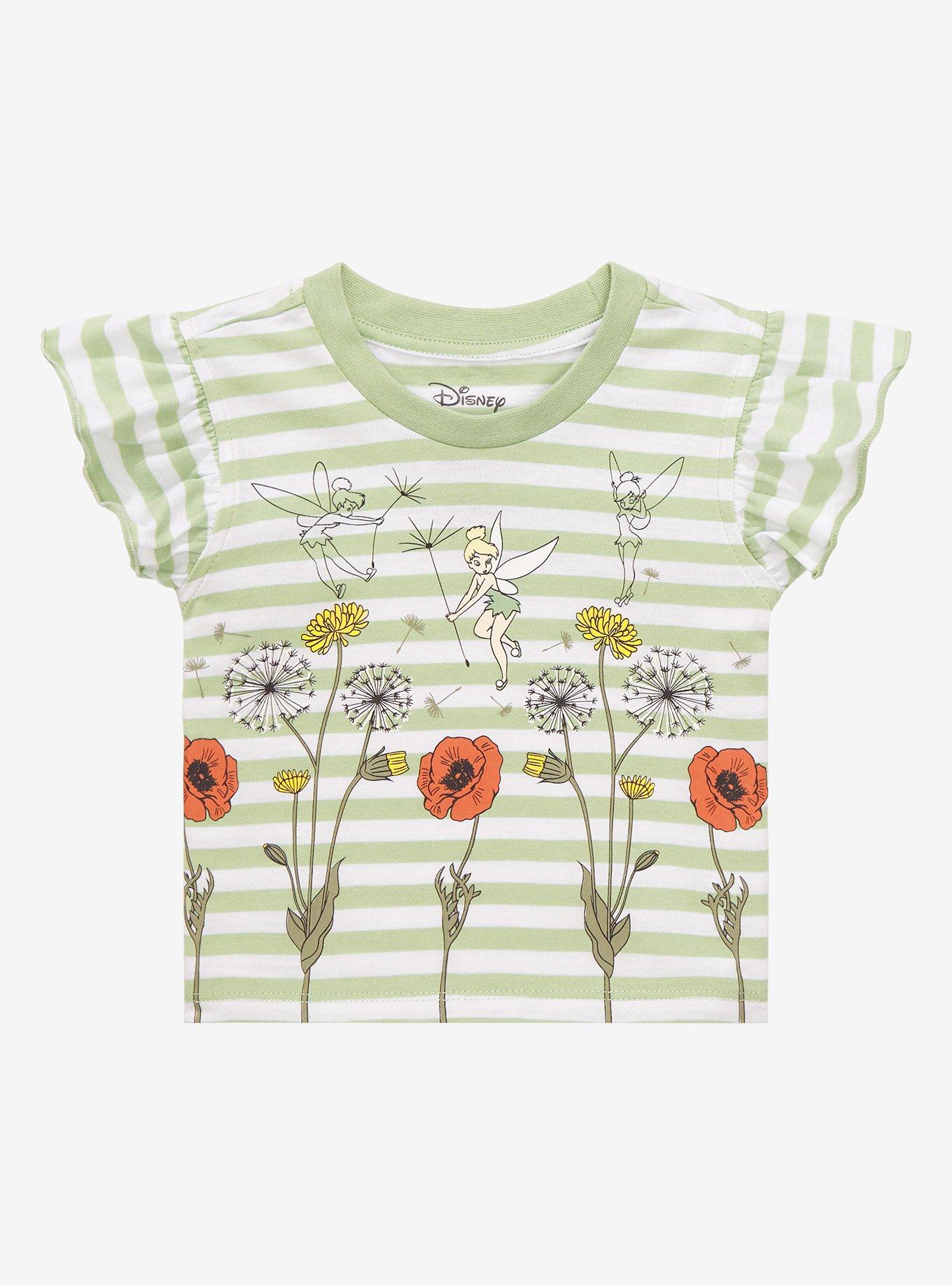 Our Universe Disney Peter Pan Tinker Bell Striped Ruffled Toddler T-Shirt - BoxLunch Exclusive, BASIC STRIPE WHITE, hi-res