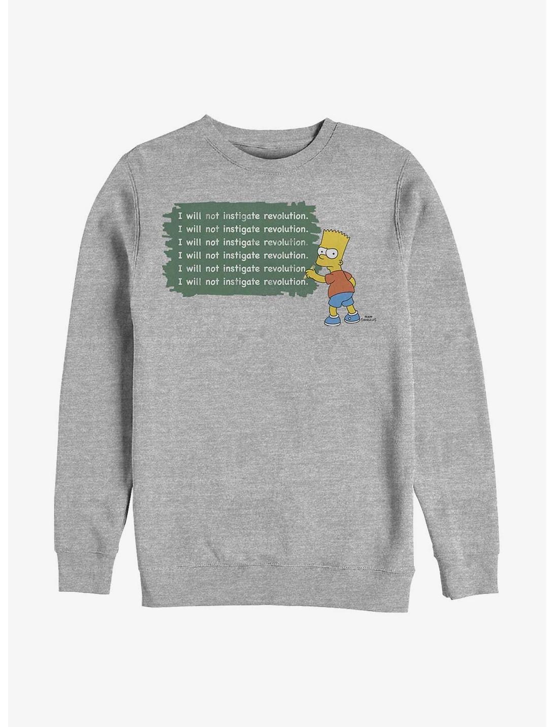 The Simpsons Bart Instigate A Revolution Crew Sweatshirt, ATH HTR, hi-res