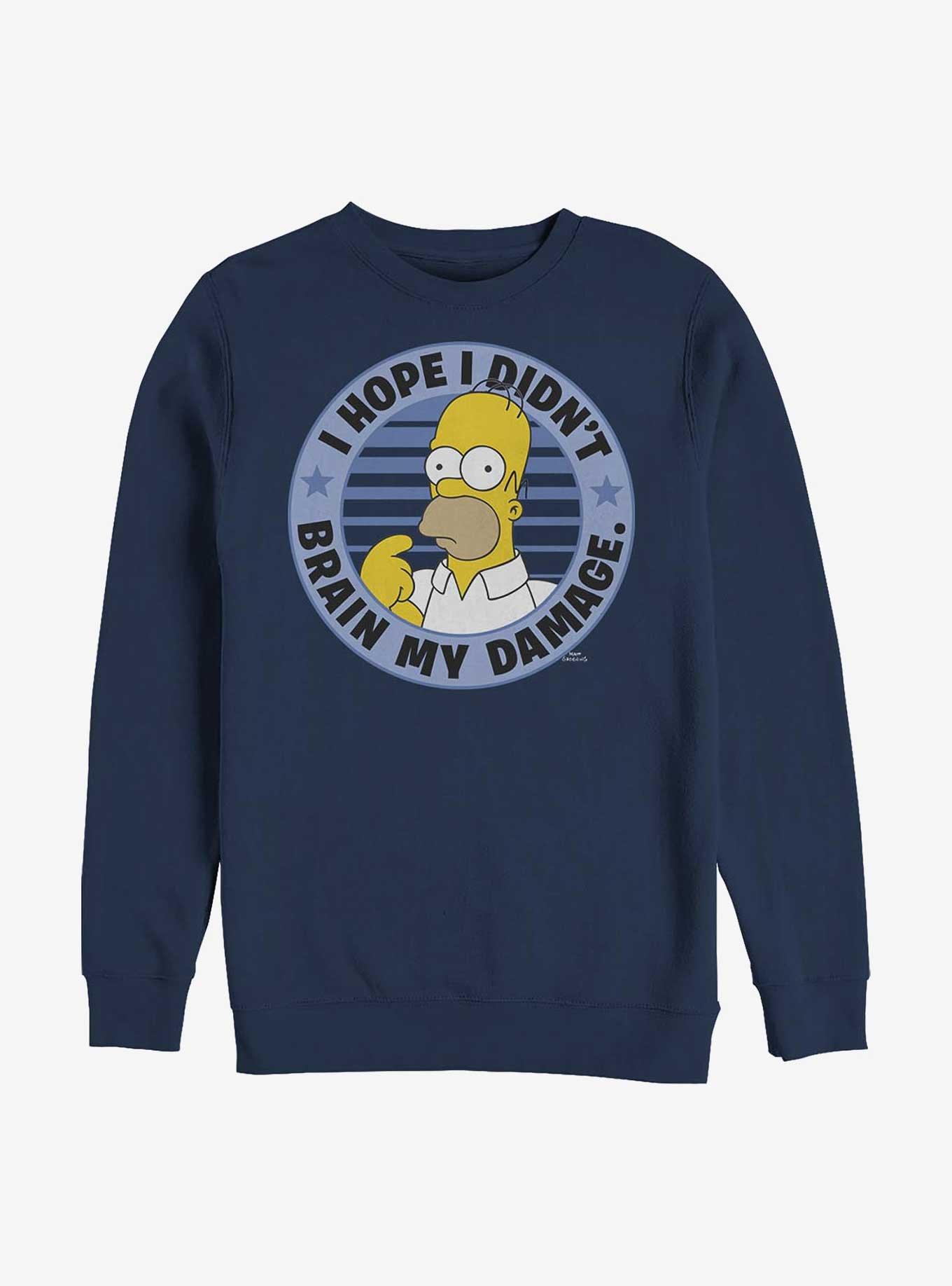 The Simpsons Brain Homer Brain My Damage Crew Sweatshirt