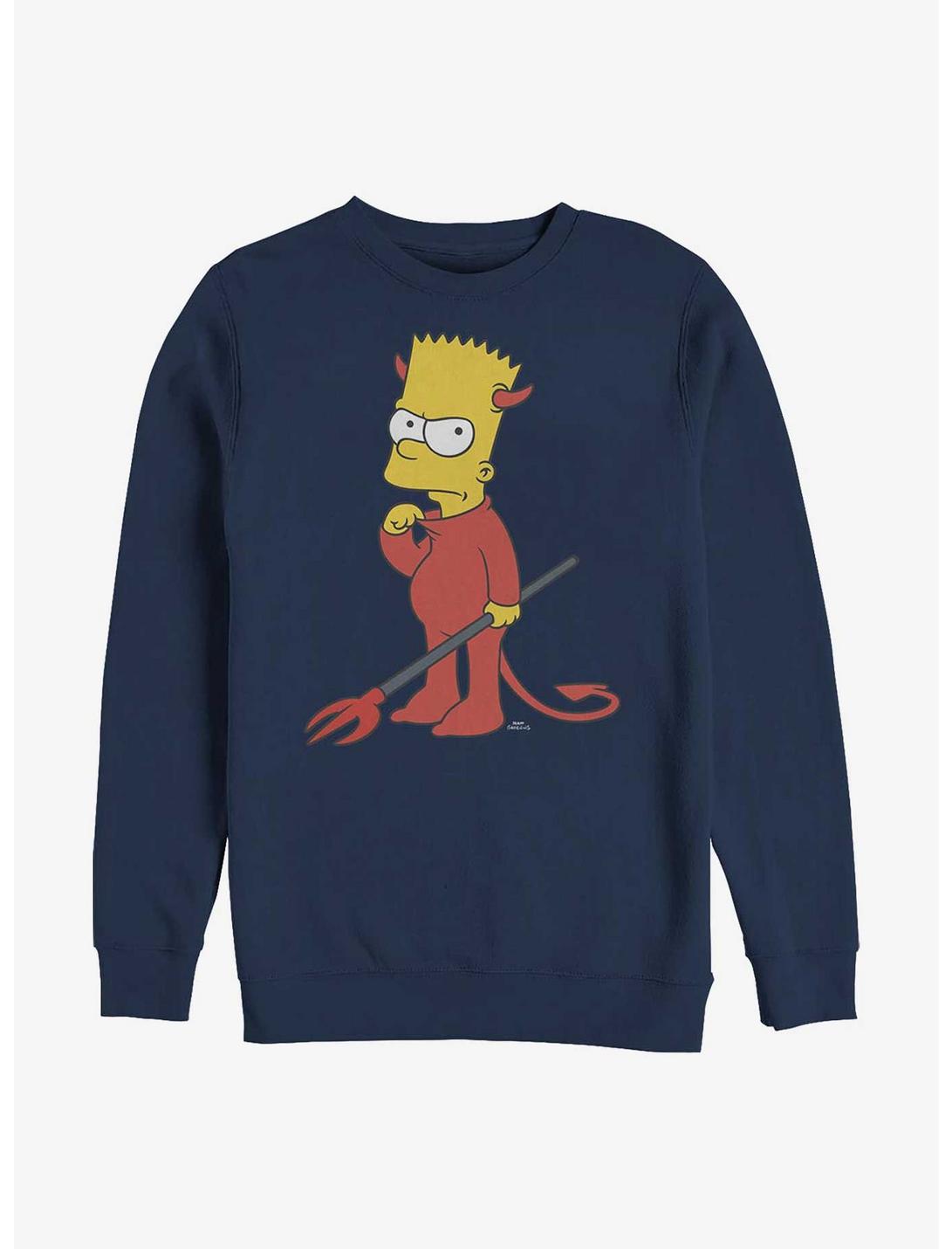 The Simpsons Devil Bart Crew Sweatshirt, NAVY, hi-res
