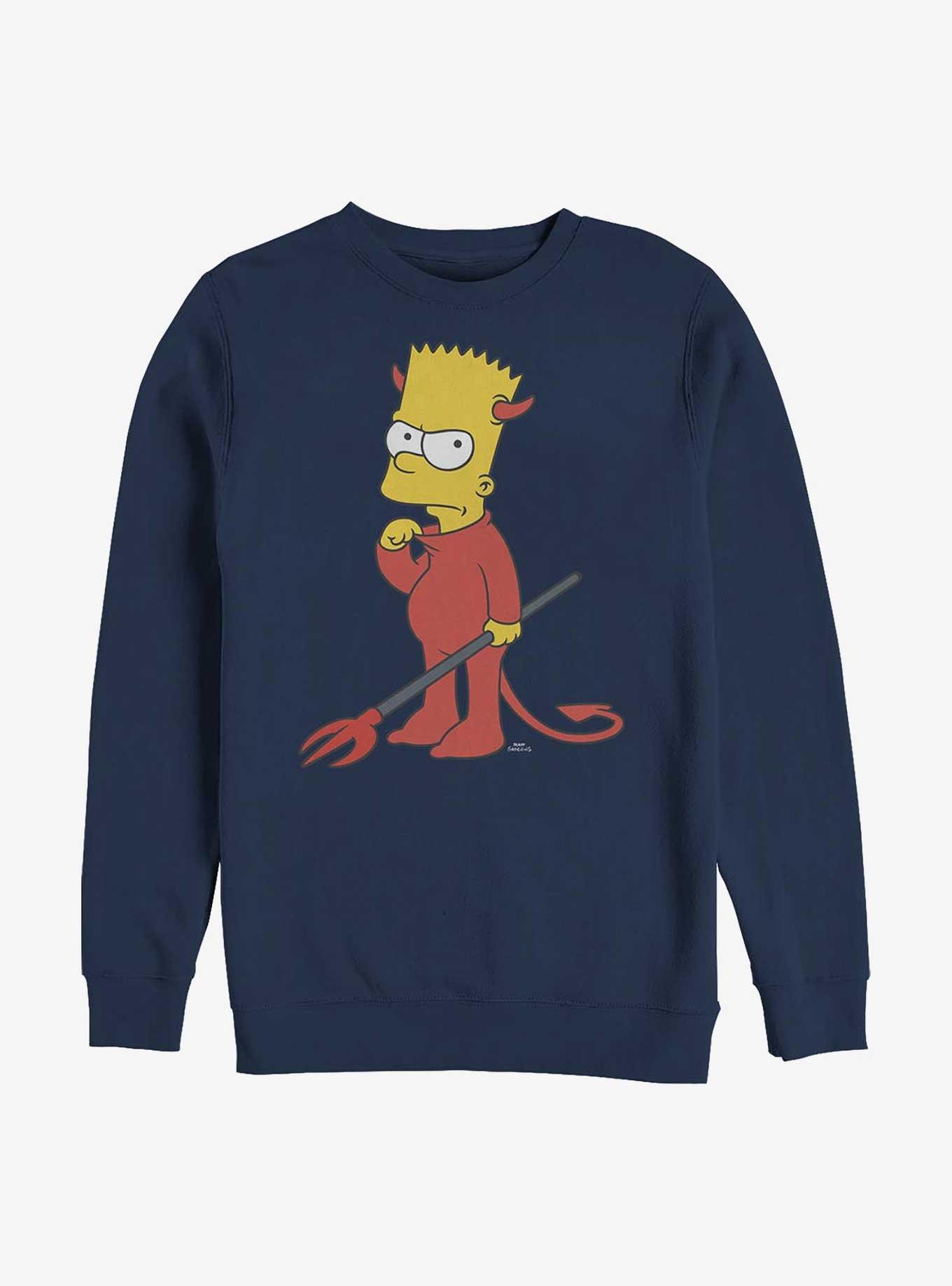 The Simpsons Devil Bart Crew Sweatshirt, NAVY, hi-res