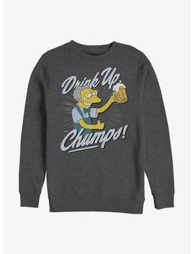 The Simpsons Drink Up Moe Crew Sweatshirt, CHAR HTR, hi-res