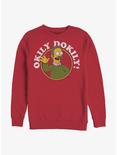 The Simpsons Okily Dokily Ned Flanders Dad Crew Sweatshirt, RED, hi-res