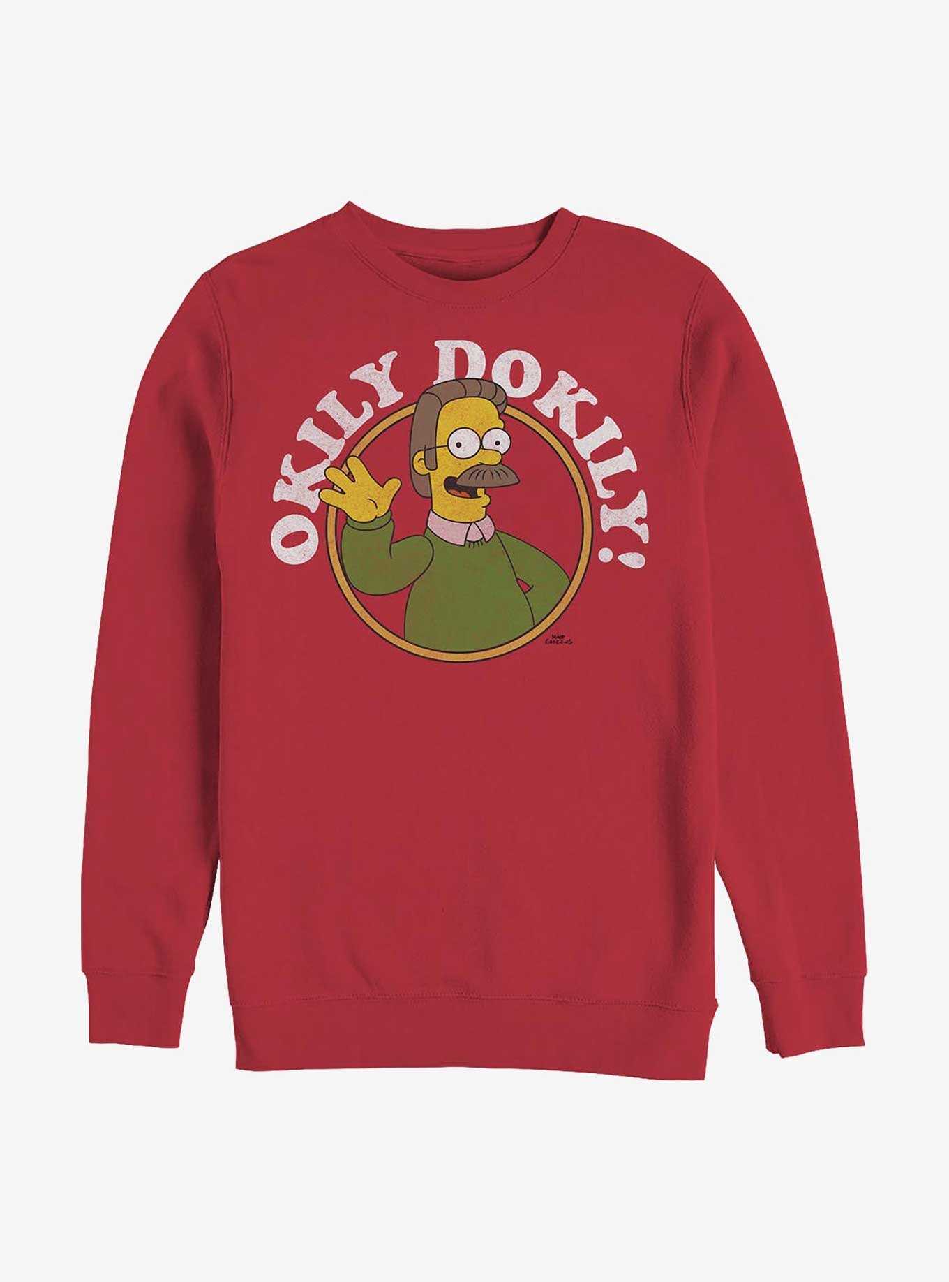 The Simpsons Okily Dokily Ned Flanders Dad Crew Sweatshirt, , hi-res