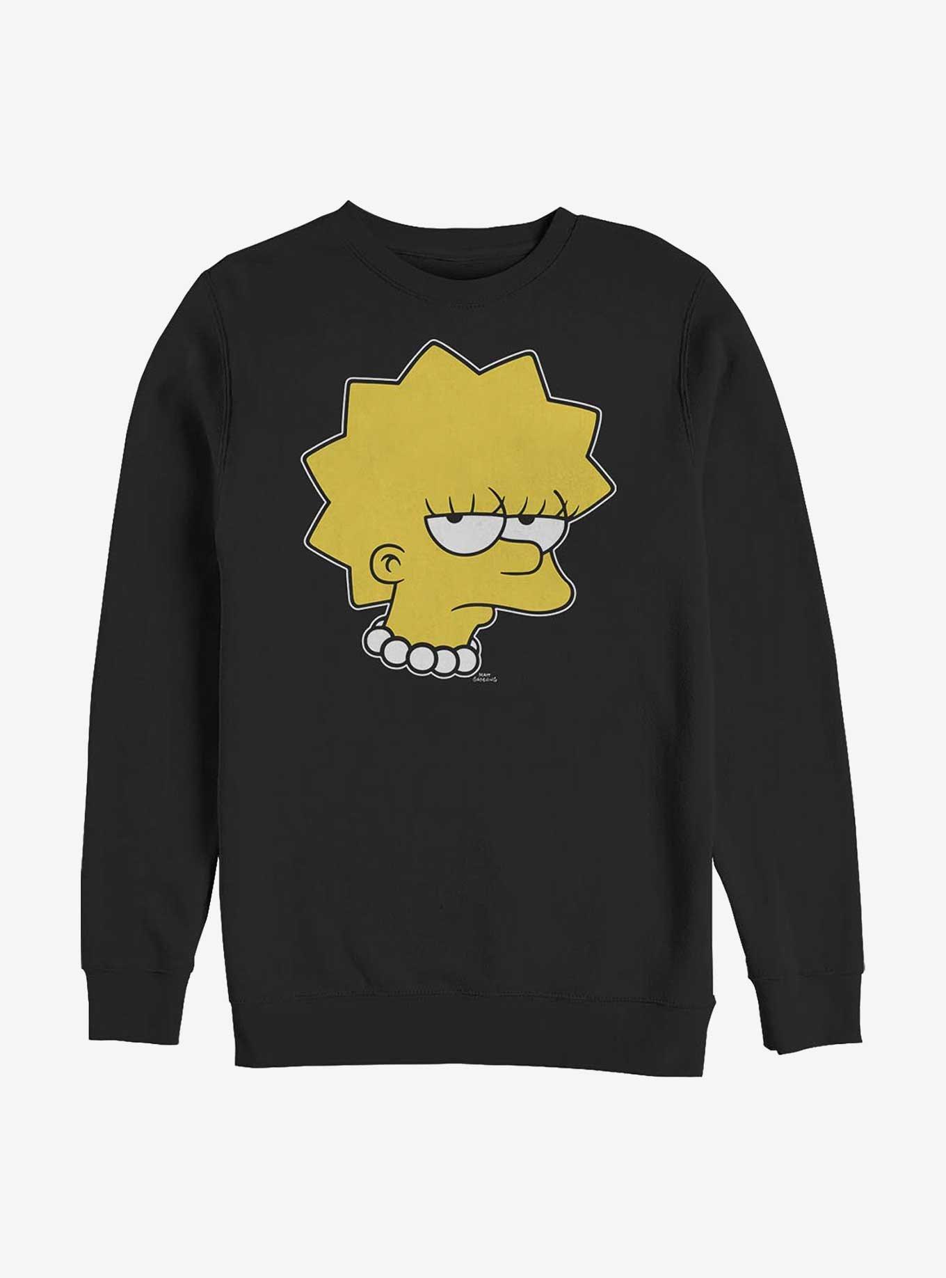 The Simpsons Unamused Lisa Crew Sweatshirt, BLACK, hi-res