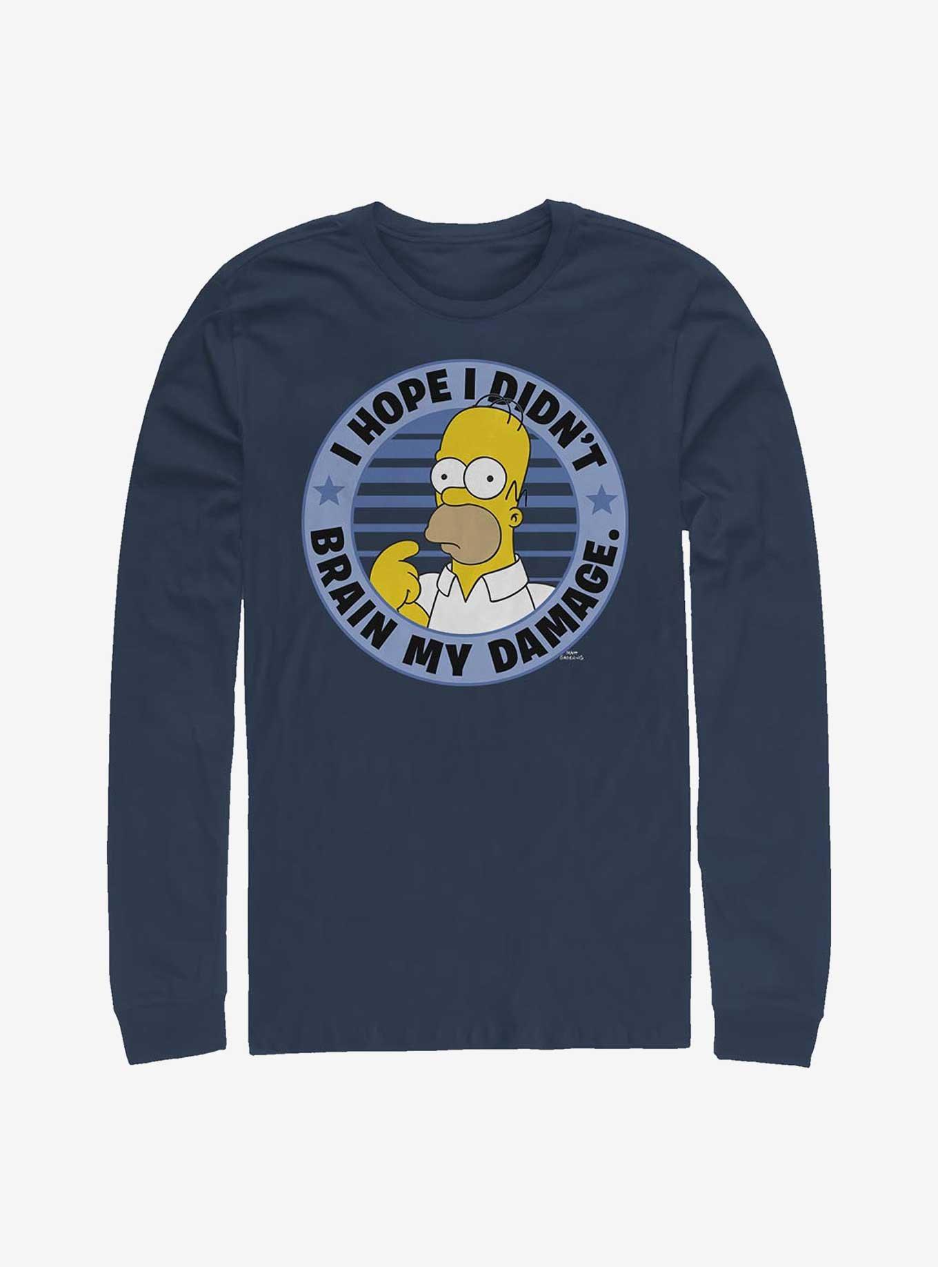 The Simpsons Brain Homer Brain My Damage Long-Sleeve T-Shirt, NAVY, hi-res