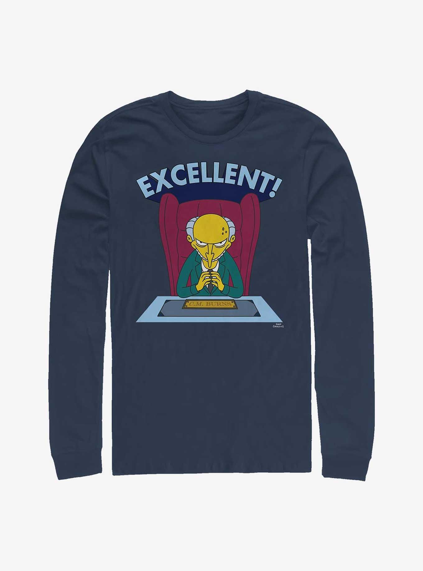 The Simpsons Excellent Burns Long-Sleeve T-Shirt, NAVY, hi-res