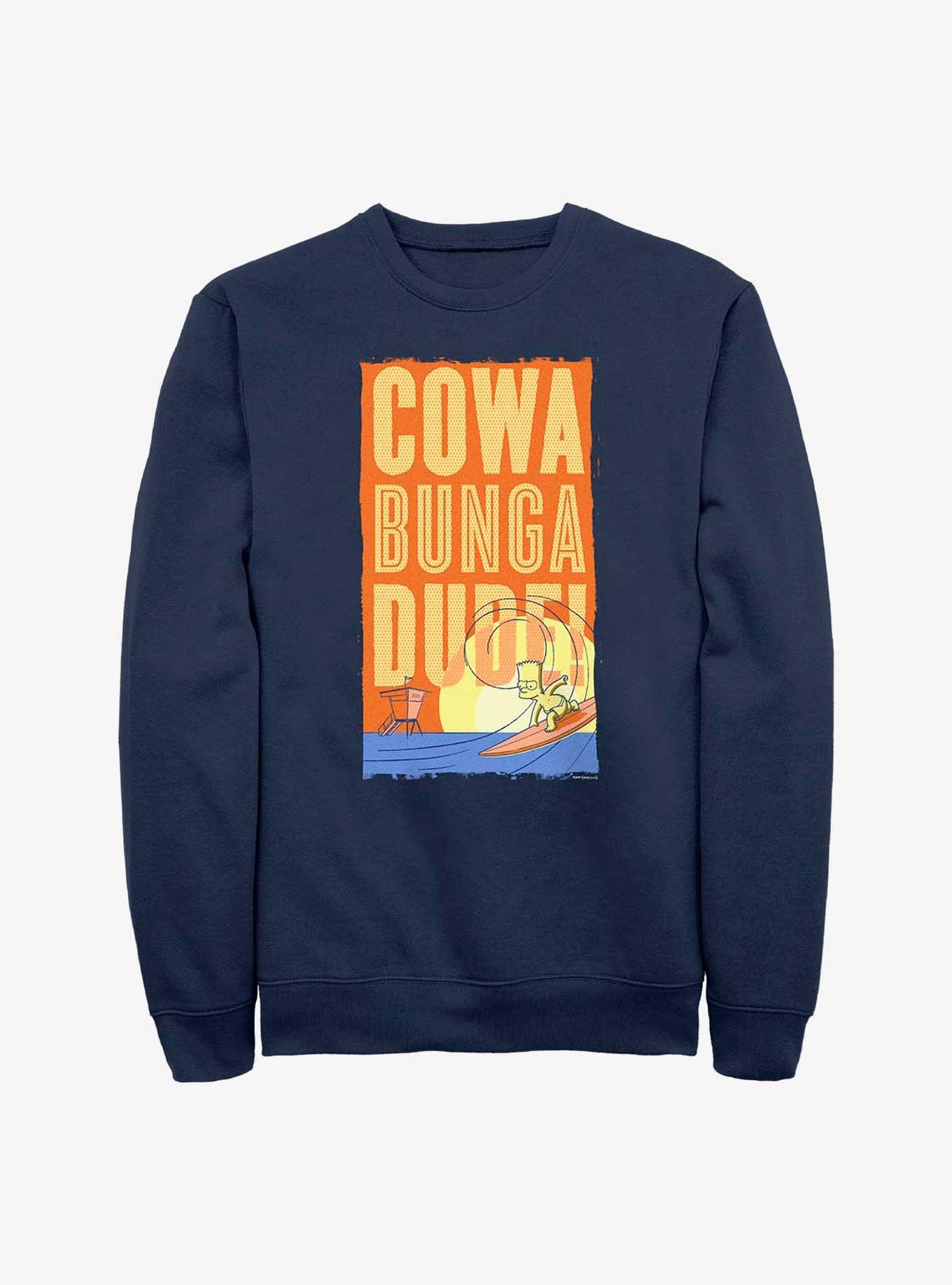 The Simpsons Bart Cowa Bunga Dude Crew Sweatshirt, NAVY, hi-res