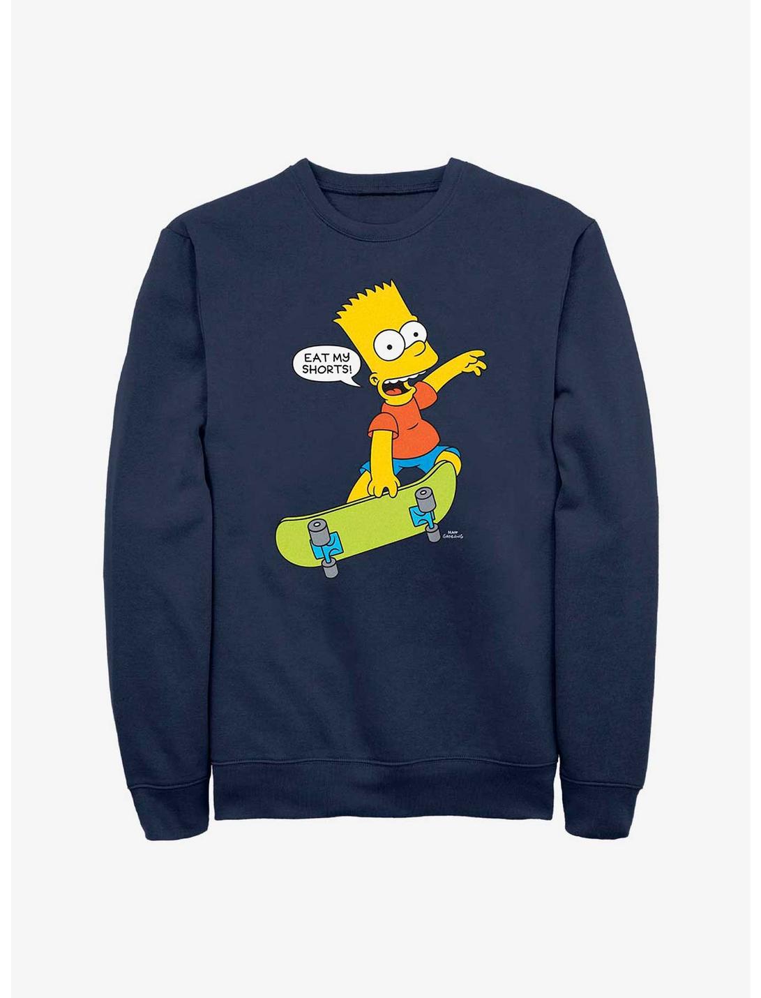 The Simpsons Bart Eat My Shorts Crew SwBart Eatshirt, NAVY, hi-res