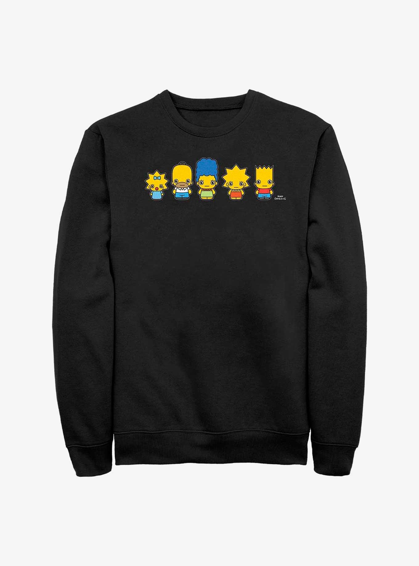 The Simpsons Chibi Lineup Crew Sweatshirt, BLACK, hi-res