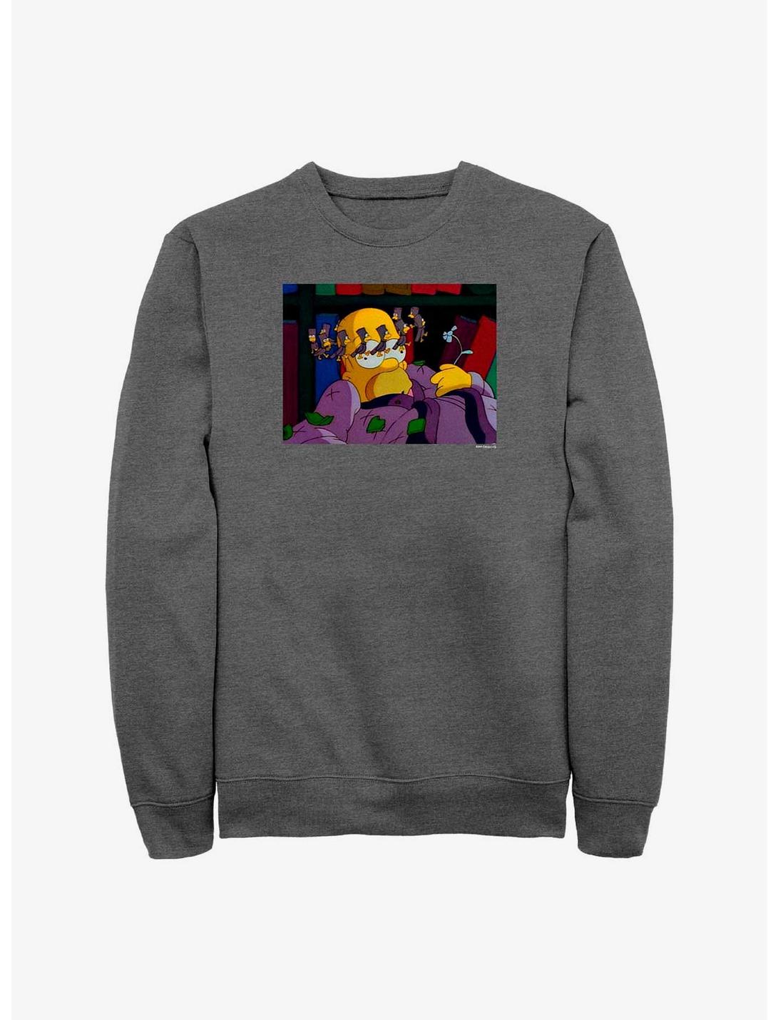 The Simpsons Dizzy Homer Crew Sweatshirt, CHAR HTR, hi-res
