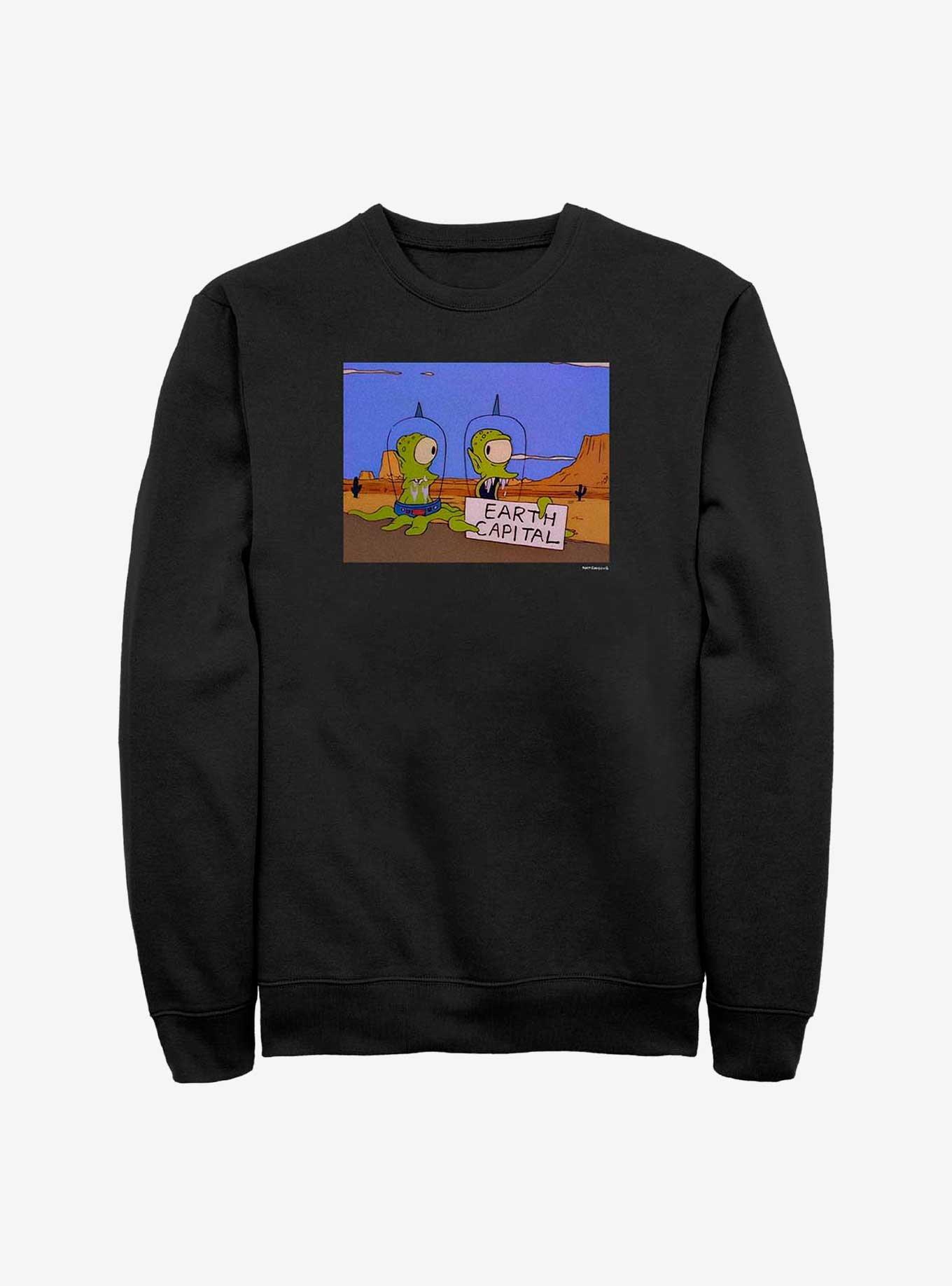 The Simpsons Earth Capital Crew Sweatshirt, BLACK, hi-res