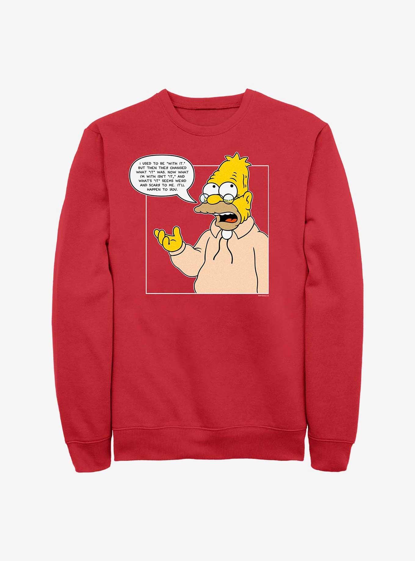 The Simpsons Forever Grampa Crew Sweatshirt, RED, hi-res