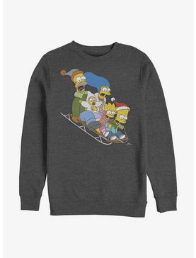 The Simpsons Gone Sledding Crew Sweatshirt, CHAR HTR, hi-res