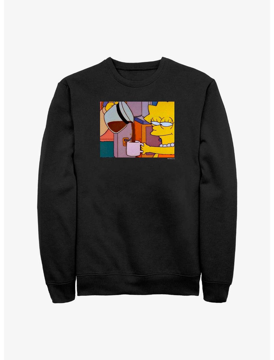 The Simpsons Lisa Coffee Crew Sweatshirt, BLACK, hi-res