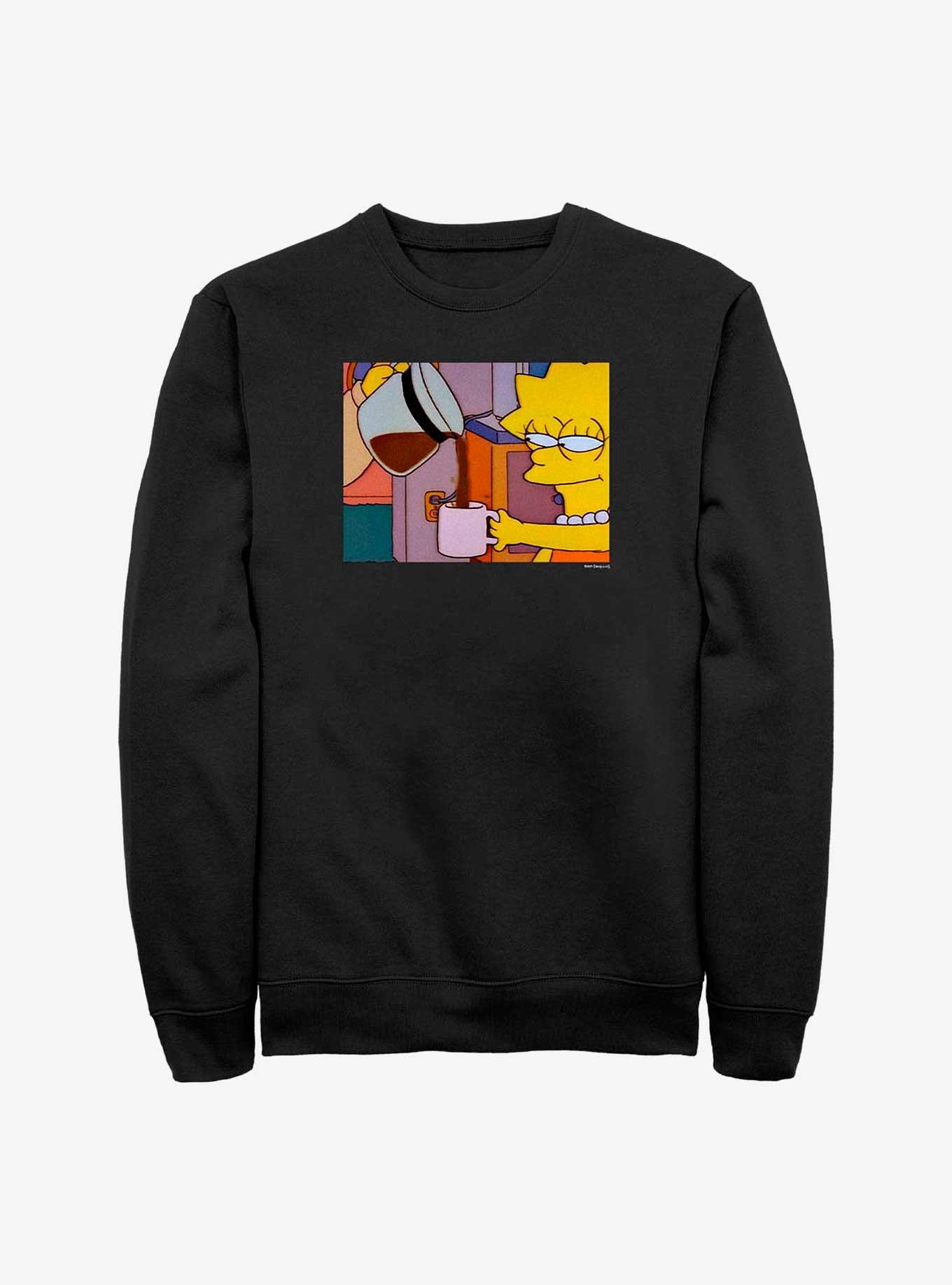 The Simpsons Lisa Coffee Crew Sweatshirt, BLACK, hi-res