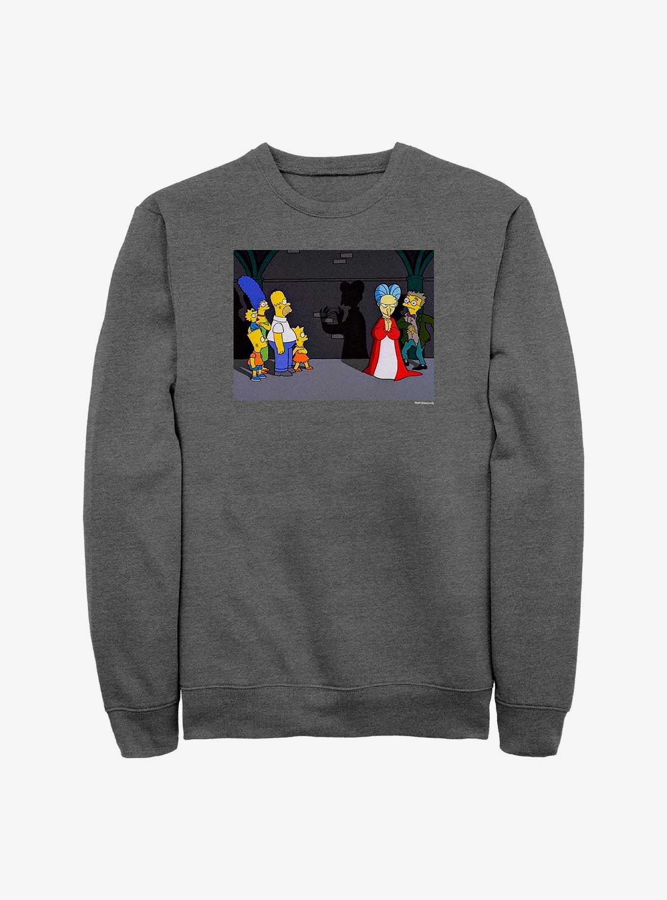 The Simpsons Shadow Burns Crew Sweatshirt, CHAR HTR, hi-res