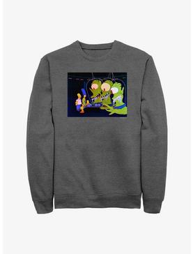 The Simpsons Tree House Of Horror Aliens Crew Sweatshirt, CHAR HTR, hi-res